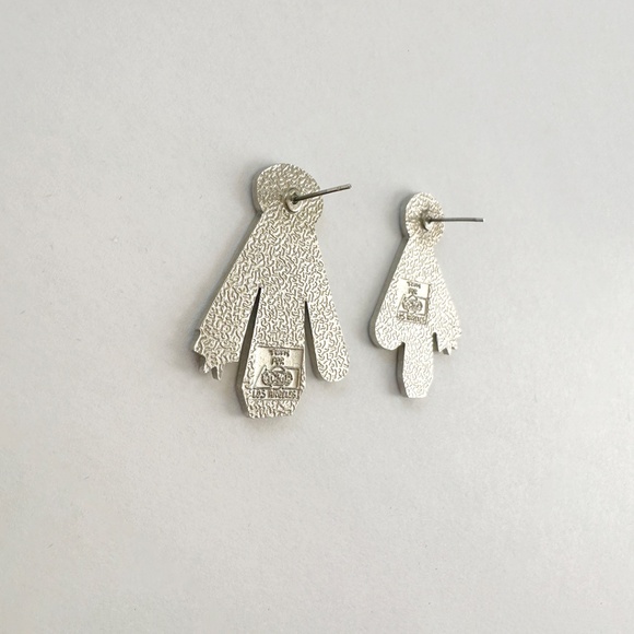 vintage memphis design sterling silver enamel earrings - Picture 4 of 6